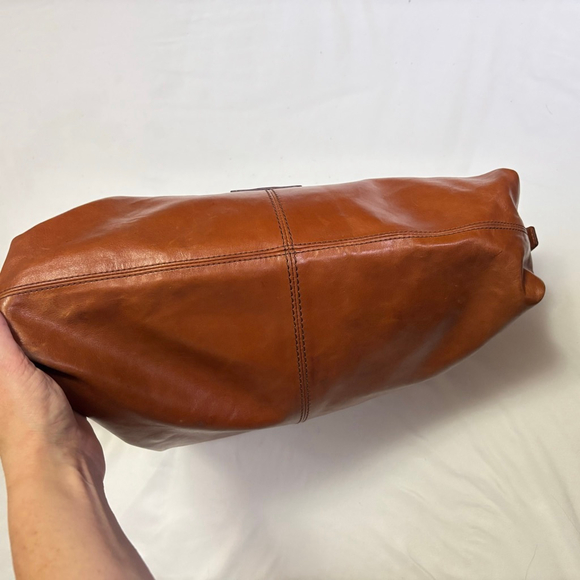 Cole Haan Village Leather Hobo Shoulder Bag Large Purse Brown Woven Strap - Picture 6 of 16